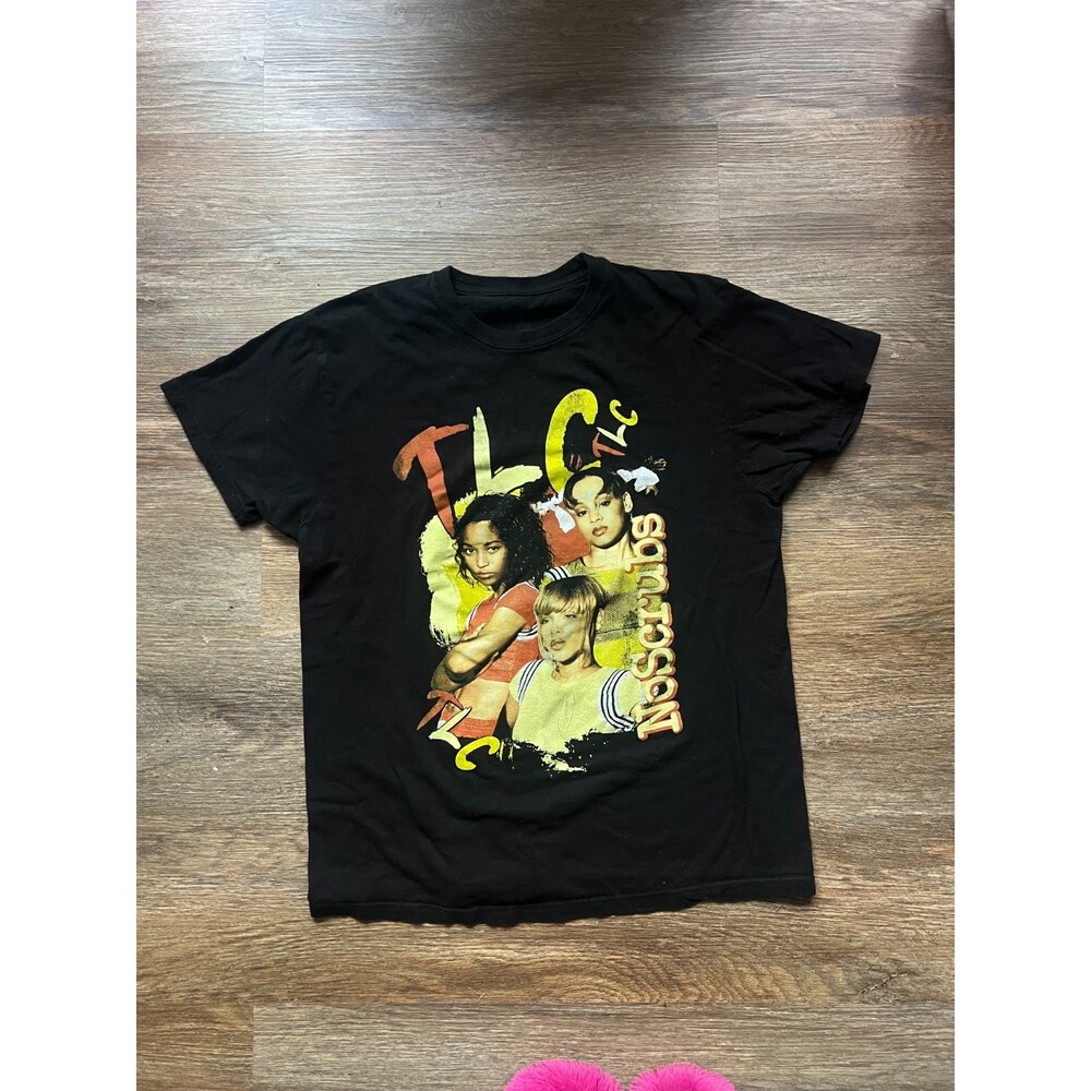 TLC Unisex Black No Scrubs Graphic Print T-Shirt Chest Measurement 40" L/XL